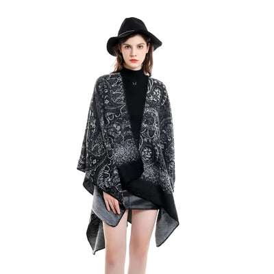 Poncho femme cachemire noir