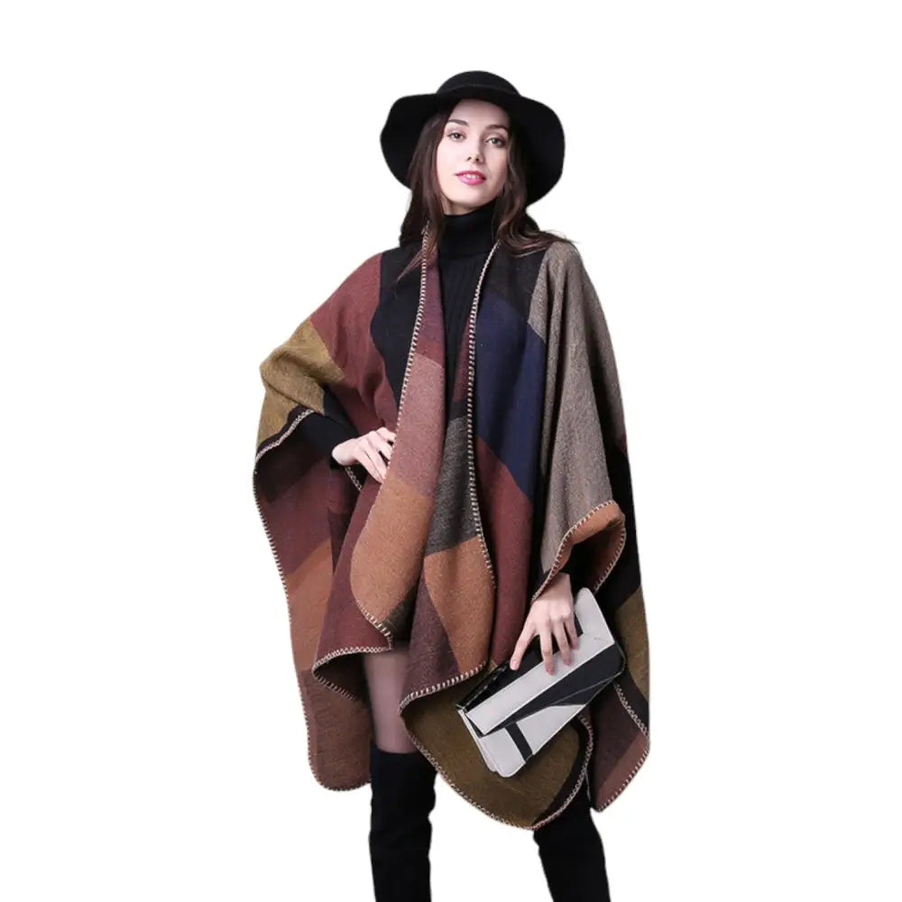 Poncho femme chaud et large