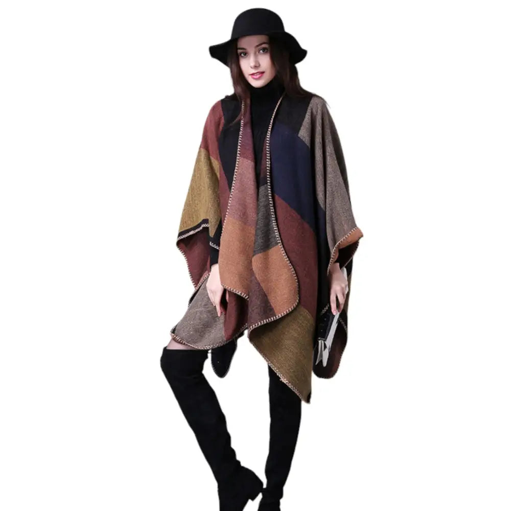 Poncho femme chaud et large