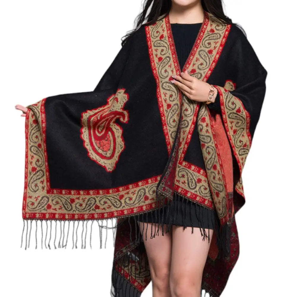 Poncho femme chaud hiver solde