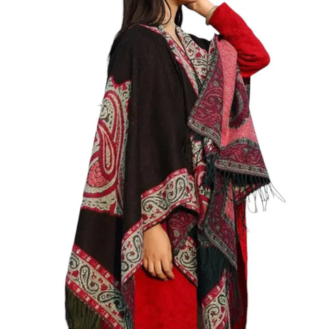 Poncho femme chaud hiver solde