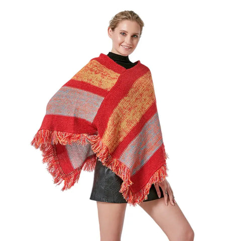 Poncho femme coloré