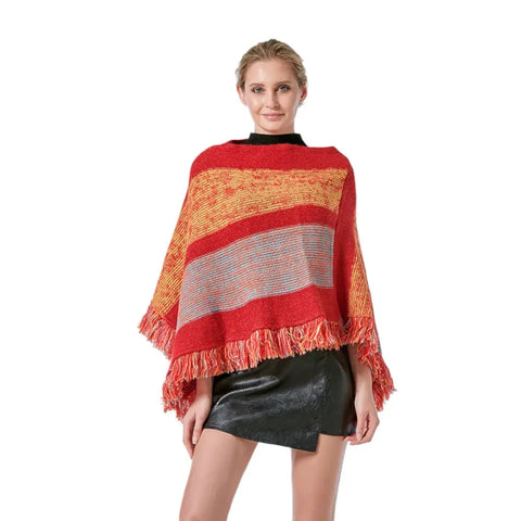 Poncho femme coloré