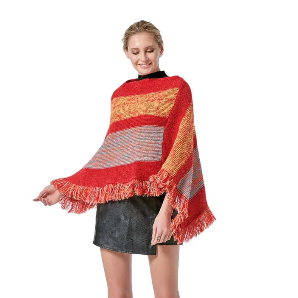 Poncho femme coloré