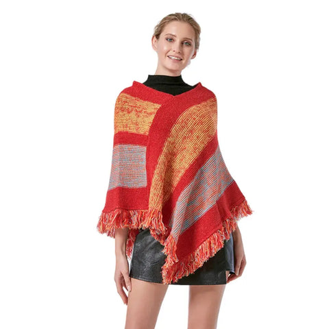 Poncho femme coloré