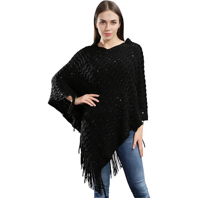 Poncho femme en tricot