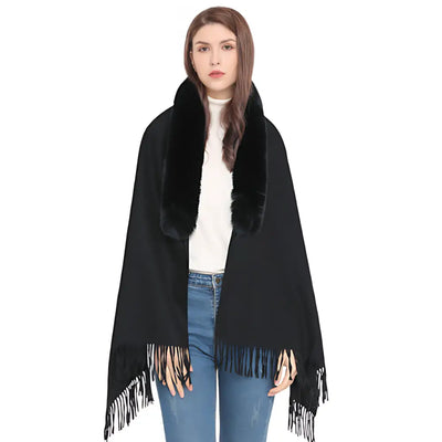 Poncho femme hiver noir