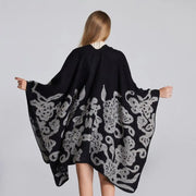 Poncho Femme Imprimé Floral et Papillon