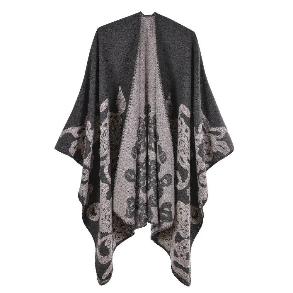 Poncho Femme Imprimé Floral et Papillon