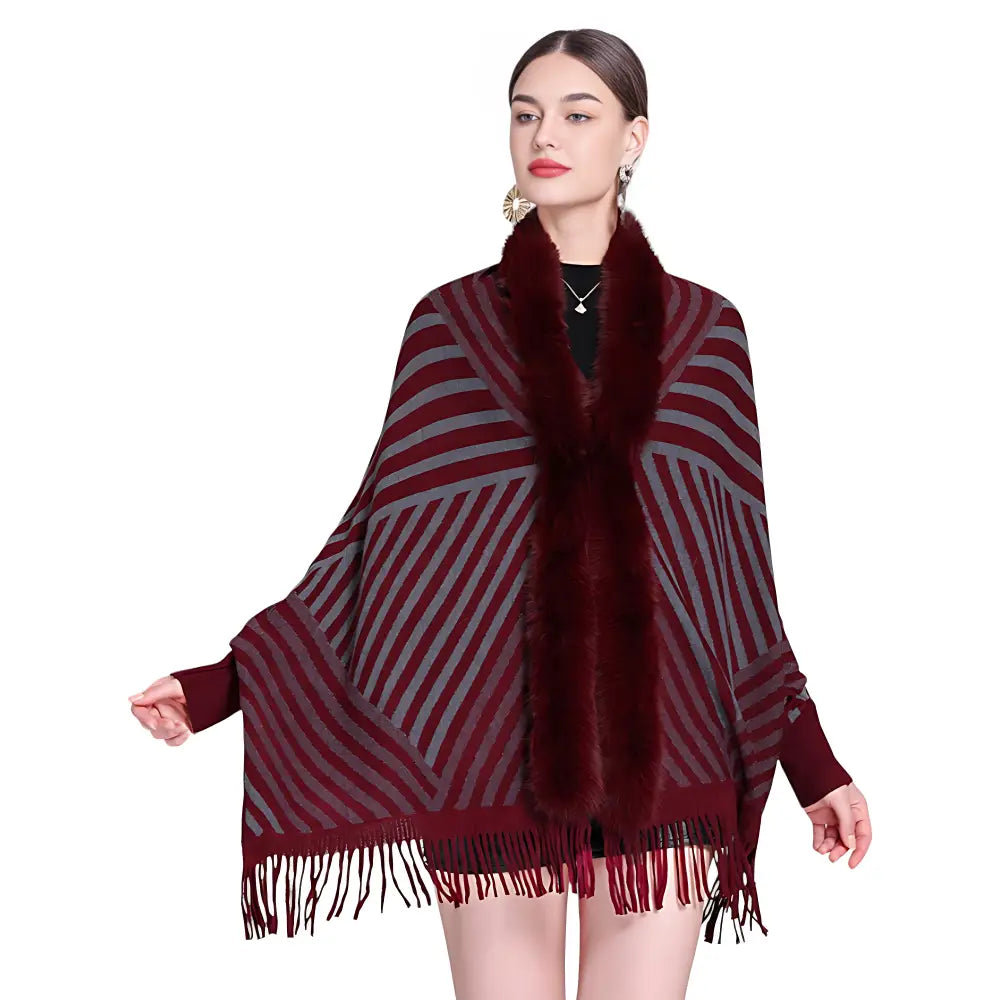 Poncho femme laine avec manches