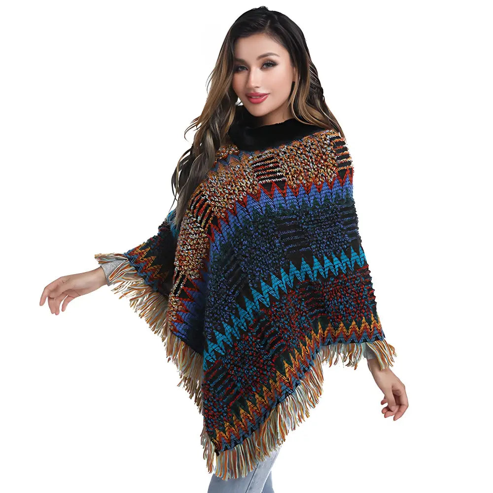 Poncho femme laine coloré