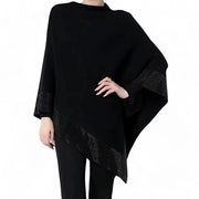 Poncho femme laine noir