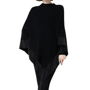 Poncho femme laine noir