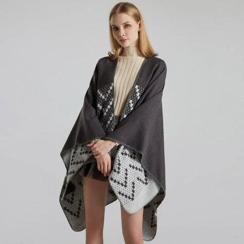 Poncho Femme Motif Cachemire