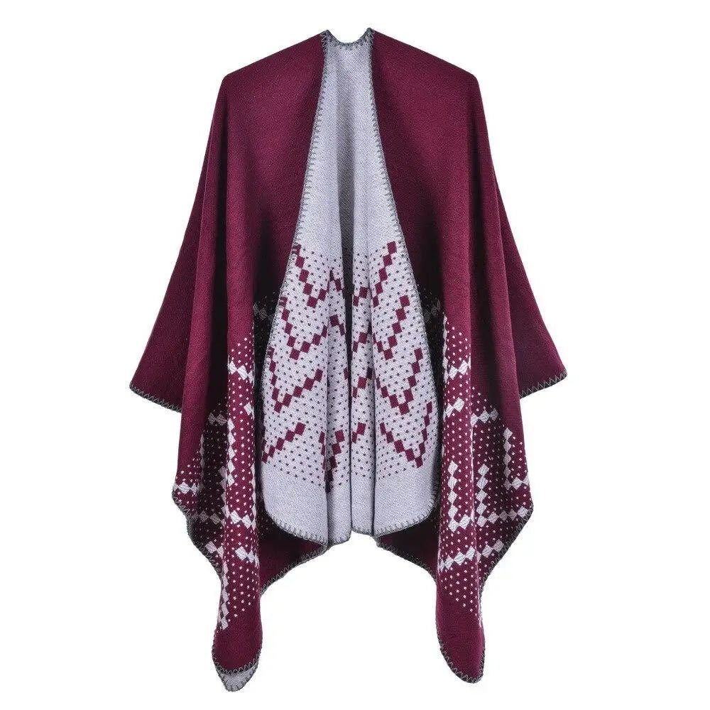 Poncho Femme Motif Cachemire