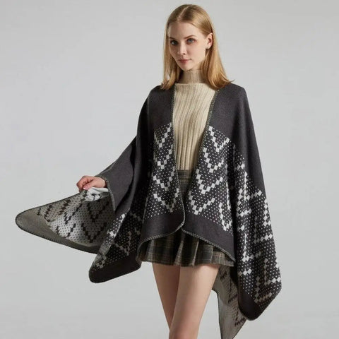 Poncho Femme Motif Cachemire