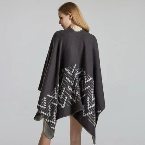 Poncho Femme Motif Cachemire