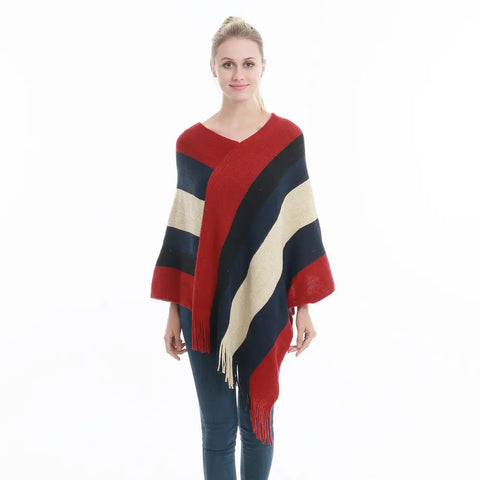 Poncho femme tissu laine