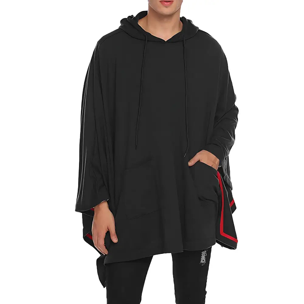 Poncho homme capuche noir