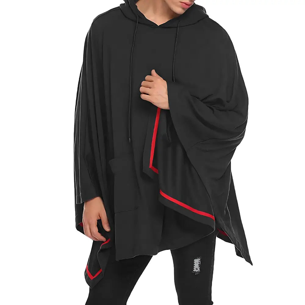 Poncho homme capuche noir