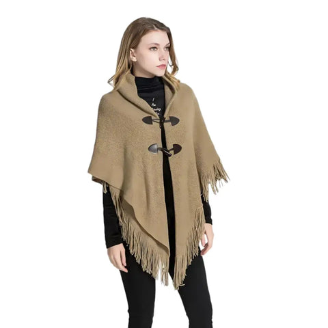 Poncho laine femme à frange