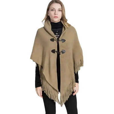 Poncho laine femme à frange