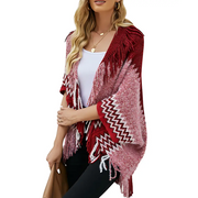 Poncho laine femme rouge