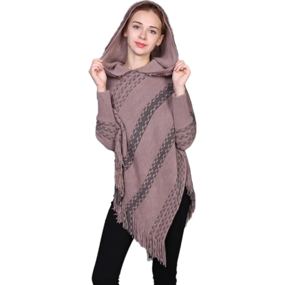 Poncho marron femme