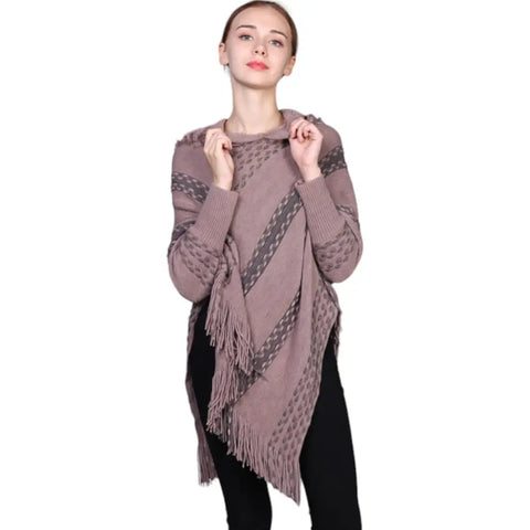 Poncho marron femme