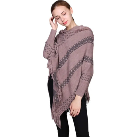 Poncho marron femme