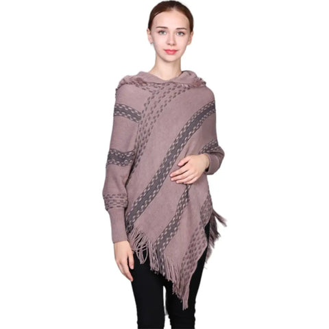 Poncho marron femme