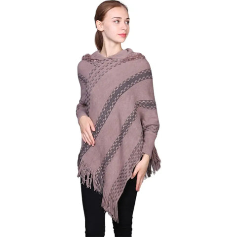 Poncho marron femme