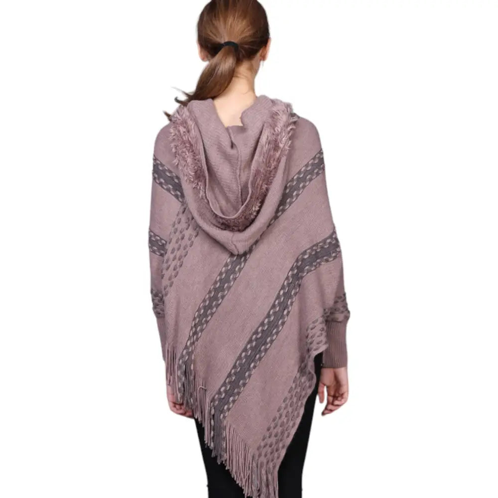 Poncho marron femme