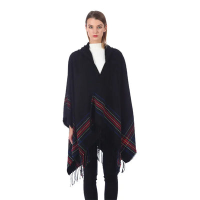 Poncho noir femme en cachemire