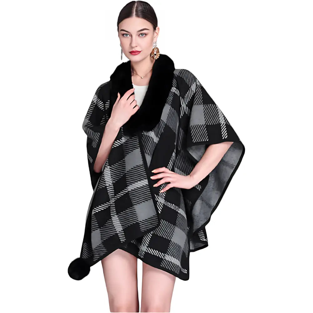 Poncho noir femme pas cher