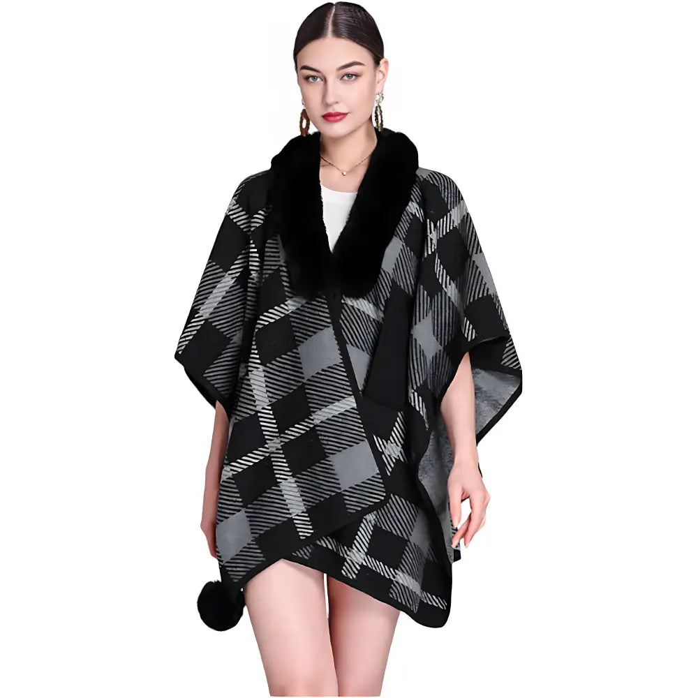 Poncho noir femme pas cher