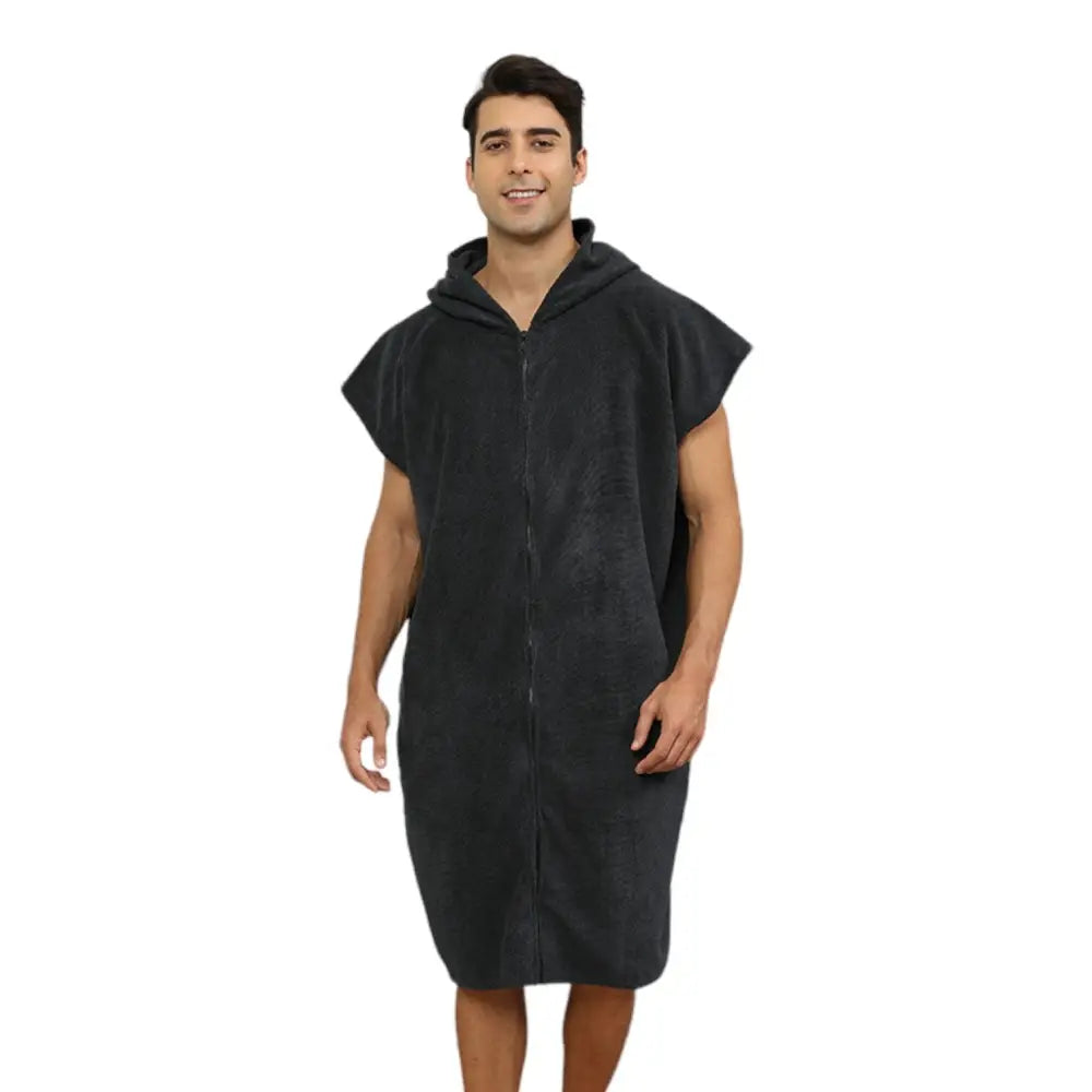 Poncho noir homme long