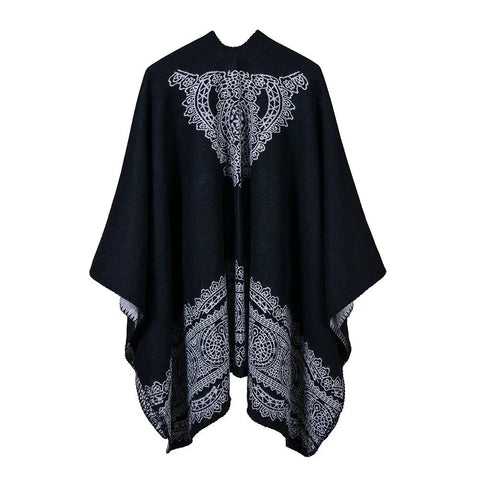 Poncho Polaire Femme Avec Motif