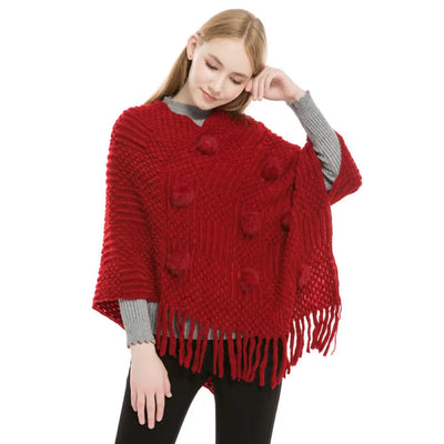 Poncho rouge femme