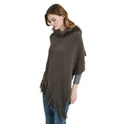 Poncho tricot femme à capuche