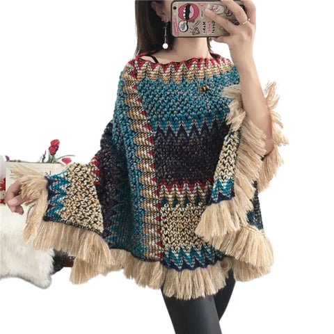 Poncho tricot femme très chaud